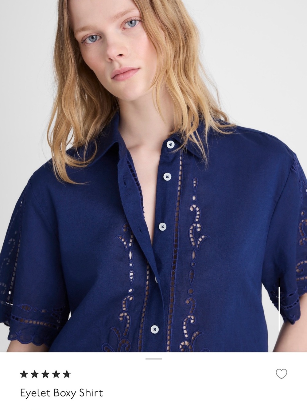 Madewell Eyelet Boxy Shirt - Classic indigo - small